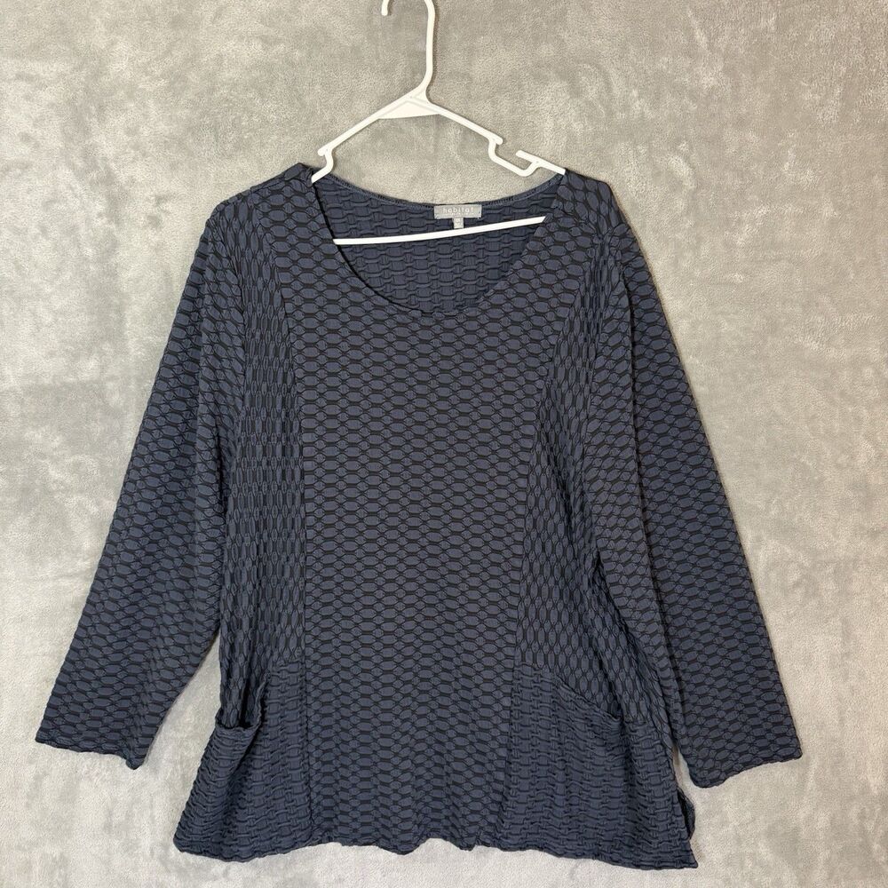 Habitat Charcoal Gray Honeycomb Tunic 2xl XXL Sleeves Stretch Plus Top Pockets